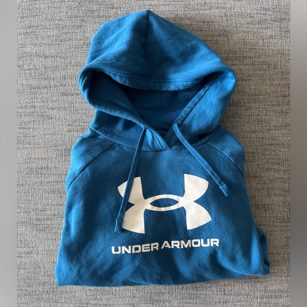 Under Armour Women’s Blue Hoodie Sweatshirt with White Logo XL
